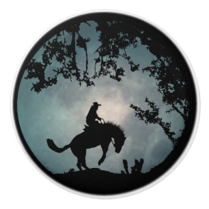 Bouton De Porte En Céramique Cowboy et Bucse Horse Pleine lune Décor Pulls