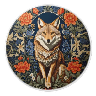 Bouton De Porte En Céramique Coyote Élégant Inspiré de William Morris