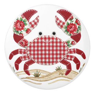 Bouton De Porte En Céramique Crabe Patchwork Quilt