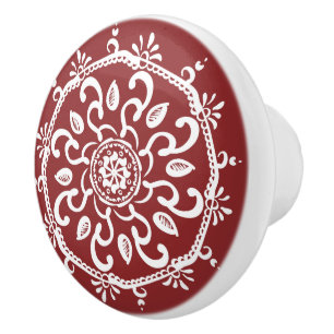 Bouton De Porte En Céramique Cranberry Mandala
