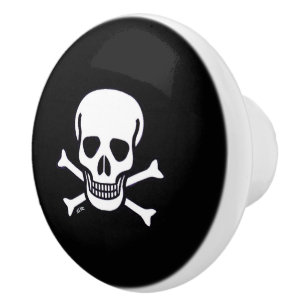 Bouton De Porte En Céramique Crâne en os Bouton en céramique noir