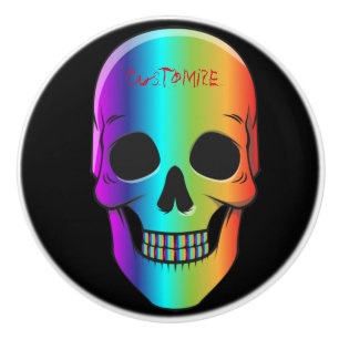 Bouton De Porte En Céramique Crâne humain psychédélique Thunder_Cove