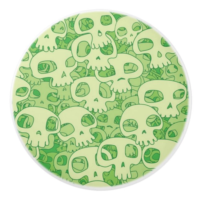 Bouton De Porte En Céramique Crânes frais (Devant)