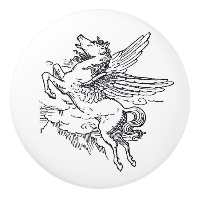 Bouton De Porte En Céramique Créature mythique de Pegasus (Devant)