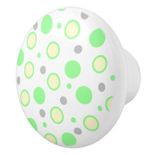 Bouton De Porte En Céramique Crème Géométrique Menthe Jaune Gris Points noirs