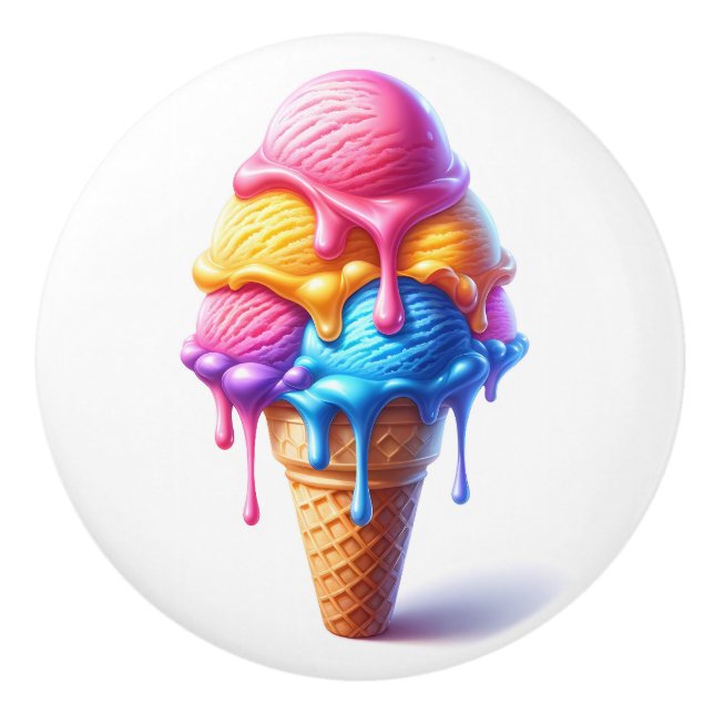 Bouton De Porte En Céramique Crème glacée attrayante (Devant)