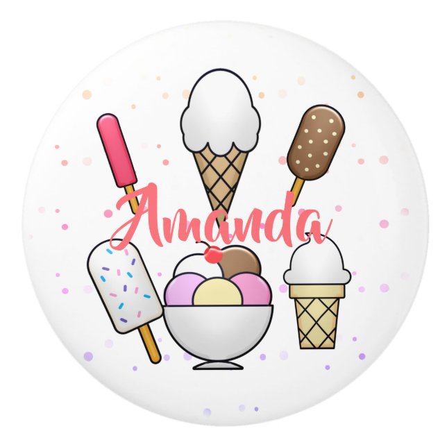 Bouton De Porte En Céramique Crème glacée Parlour Dream (Devant)