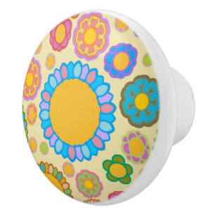 Bouton De Porte En Céramique Crème Nostalgique Flora