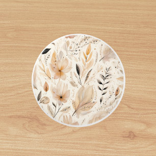 Bouton De Porte En Céramique Crème orangé motif floral
