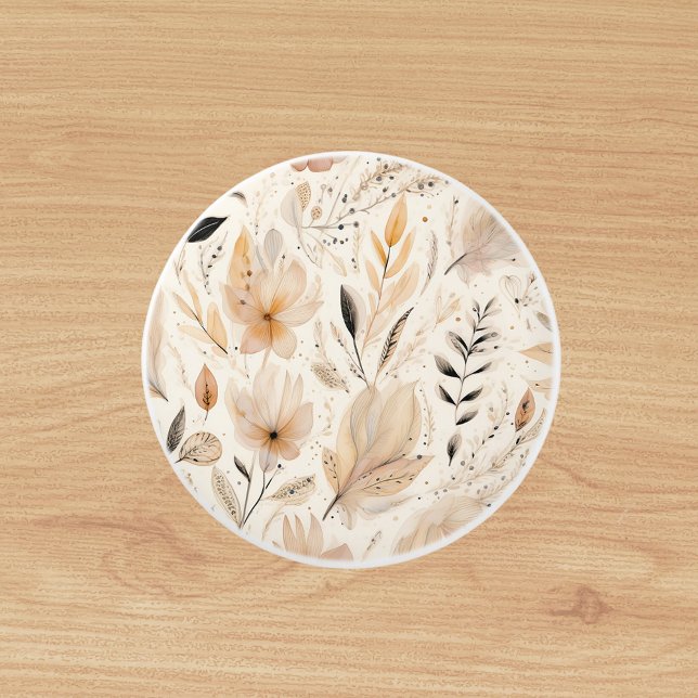 Bouton De Porte En Céramique Crème orangé motif floral (Créateur téléchargé)