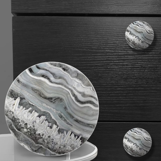 Bouton De Porte En Céramique Cristal de géode gris (Créateur téléchargé)