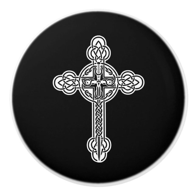 Bouton De Porte En Céramique Croix celtique (Devant)