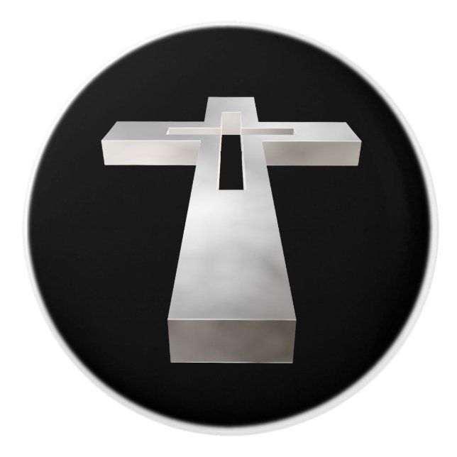 Bouton De Porte En Céramique Croix chrétienne (Devant)