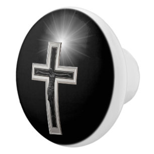 Bouton De Porte En Céramique Croix chrétienne