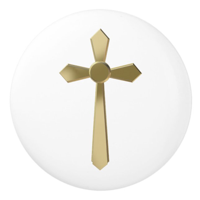 Bouton De Porte En Céramique Croix chrétienne (Devant)