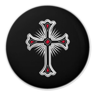 Bouton De Porte En Céramique Croix chrétienne