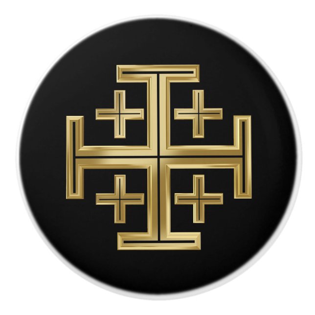 Bouton De Porte En Céramique Croix chrétienne (Devant)