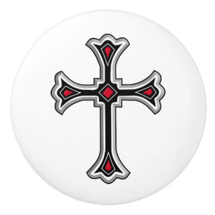 Bouton De Porte En Céramique Croix chrétienne