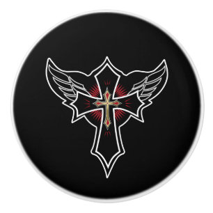 Bouton De Porte En Céramique Croix chrétienne