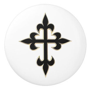 Bouton De Porte En Céramique Croix chrétienne