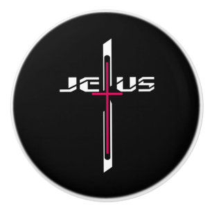 Bouton De Porte En Céramique Croix chrétienne