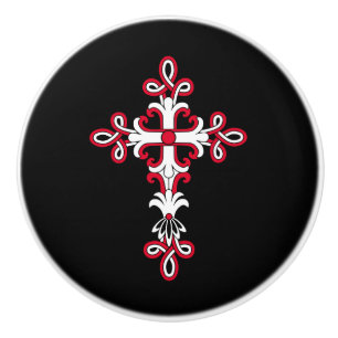 Bouton De Porte En Céramique Croix chrétienne