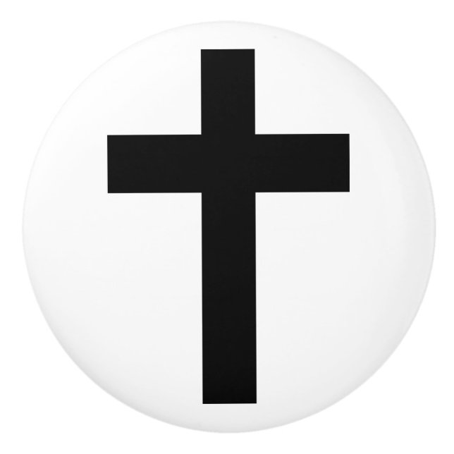 Bouton De Porte En Céramique Croix chrétienne (Devant)