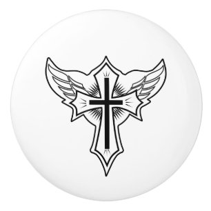 Bouton De Porte En Céramique Croix chrétienne