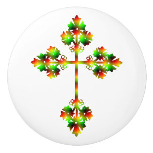 BOUTON DE PORTE EN CÉRAMIQUE CROIX DE FANCY