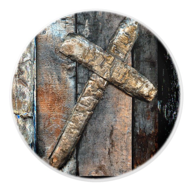 Bouton De Porte En Céramique Croix de force (Devant)