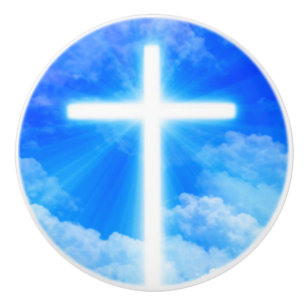 Bouton De Porte En Céramique Croix de lumière Jésus-Christ chrétien personnalis