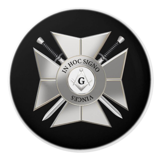 Bouton De Porte En Céramique Croix maçonnique (Devant)