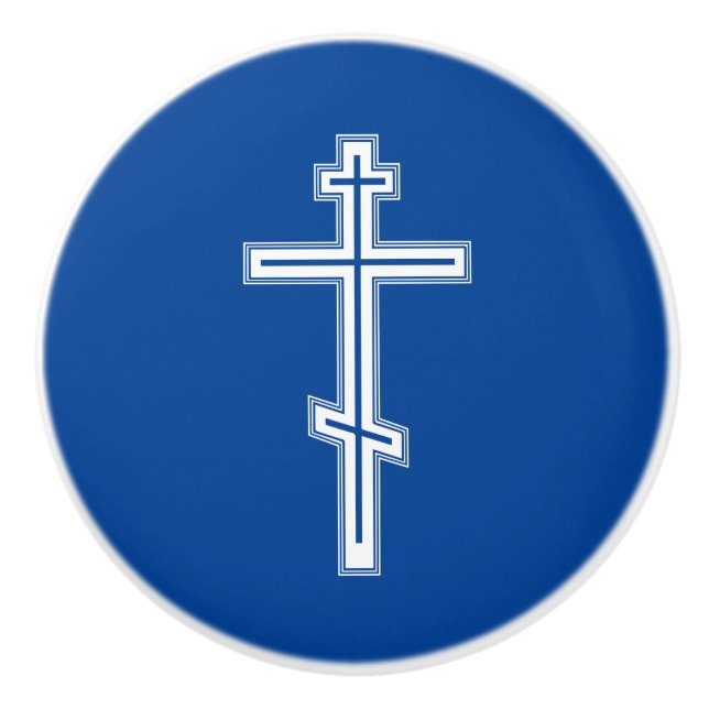 Bouton De Porte En Céramique Croix orthodoxe (Devant)