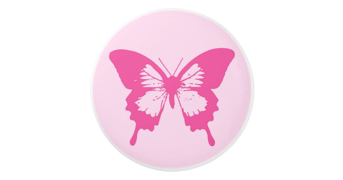 Bouton De Porte En Ceramique Croquis De Papillon Rose Clair Et Fuchsia Zazzle Fr