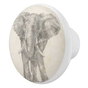 Bouton De Porte En Céramique Croquis d'éléphant