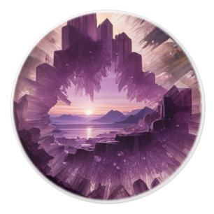 Bouton De Porte En Céramique Crystal Fanrasy Amethyst Jewel Ceramic Knob