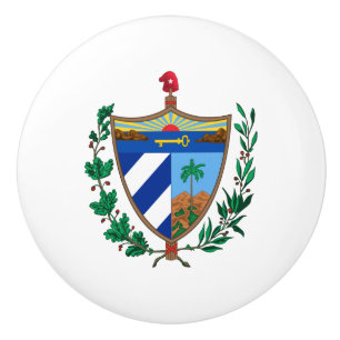 Bouton De Porte En Céramique Cuba pays blason armoiries symbole emblème drapeau