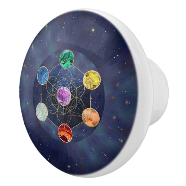 Bouton De Porte En Céramique Cube de Metatron Chakras Géométrie sacrée (Droite)