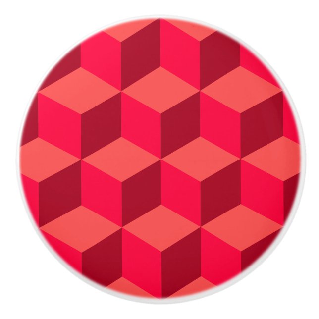Bouton De Porte En Céramique Cubes rouges (Devant)