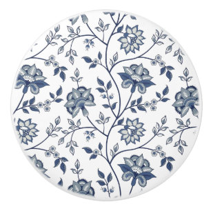 Bouton De Porte En Céramique Cupboard / Portes Ceramic Knows - Blue Grey Floral
