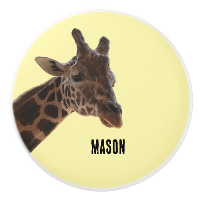Bouton De Porte En Céramique Custom, Giraffe pull knob (Devant)