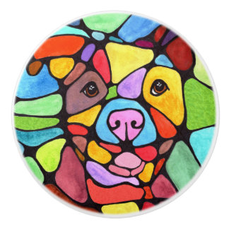 Bouton De Porte En Céramique Cute and Colorful Pitbull Door Knob