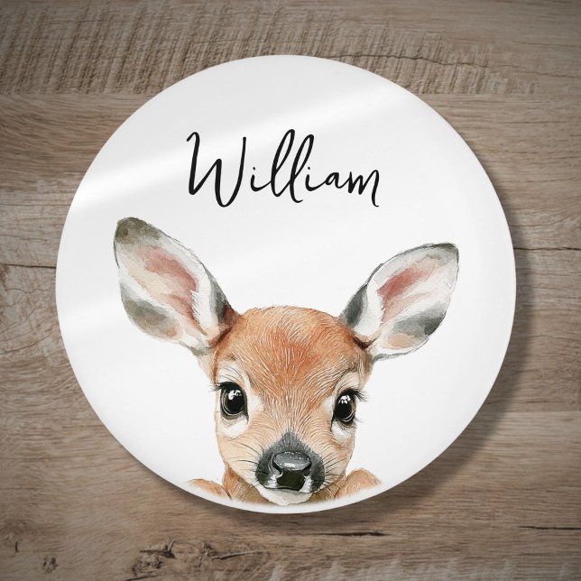 Bouton De Porte En Céramique Cute Aquarelle Bois Deer Nurserroom (Cute Watercolor Woodland Deer Nursery Room Ceramic Knob)