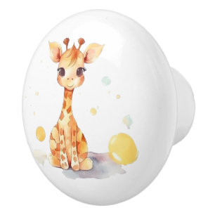 Bouton De Porte En Céramique Cute Baby Giraffe Ceramic Knob