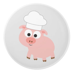 Bouton De Porte En Céramique Cute Cartoon Chef Porte un Casquette Chef