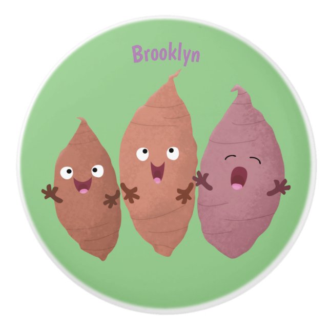 Bouton De Porte En Céramique Cute chantant des patates douces caricaturales lég (Devant)