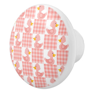 Bouton De Porte En Céramique Cute Ducks (Orange)