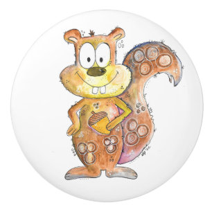 Bouton De Porte En Céramique Cute écureuil Brown Whimsical