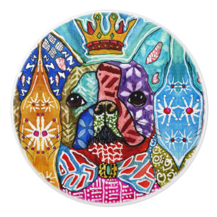 Bouton De Porte En Céramique Cute et coloré Boston Terrier Pop Art