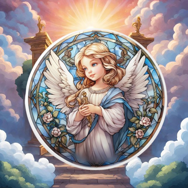 Bouton De Porte En Céramique Cute faux vitrail Angel Religieux (Créateur téléchargé)